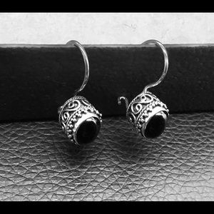 Sterling Silver Drop Earrings with Gemstone